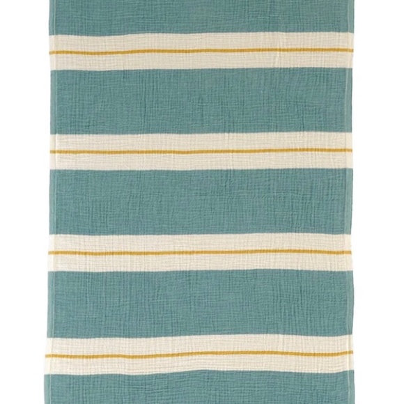 Sea Green & Golden Yellow Muslin XL 100% Organic Blanket Towel Soft XL - Picture 2 of 3
